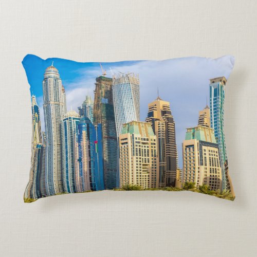 Dubai modern skyscrapers Corniche Accent Pillow