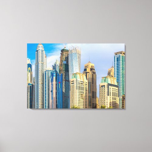 Dubai modern skyscrapers Corniche Canvas Print