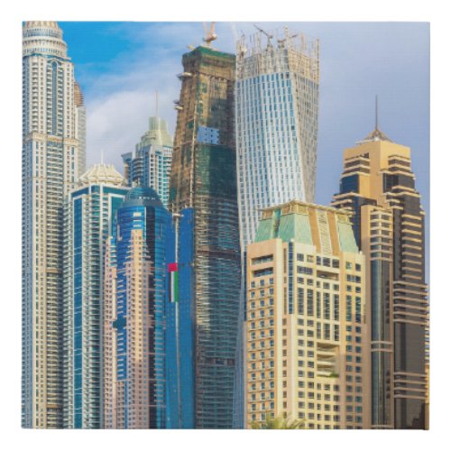 Dubai modern skyscrapers Corniche Faux Canvas Print