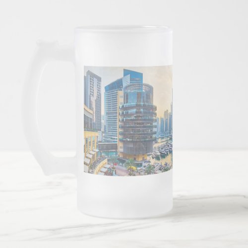 Dubai modern skyscrapers Corniche Frosted Glass Beer Mug