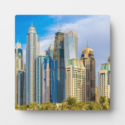 Dubai modern skyscrapers Corniche Plaque