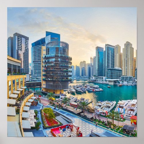 Dubai modern skyscrapers Corniche Poster