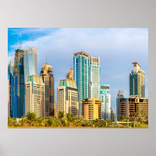 Dubai modern skyscrapers Corniche Poster