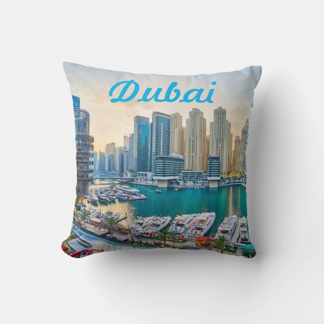 Dubai modern skyscrapers Corniche Throw Pillow (Front)