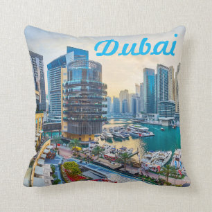 Dubai modern skyscrapers Corniche Throw Pillow
