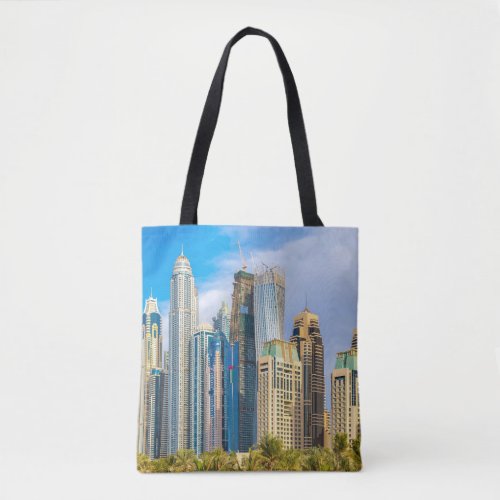 Dubai modern skyscrapers Corniche Tote Bag