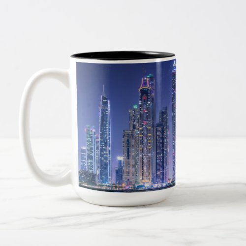 Dubai modern skyscrapers Corniche Two_Tone Coffee Mug