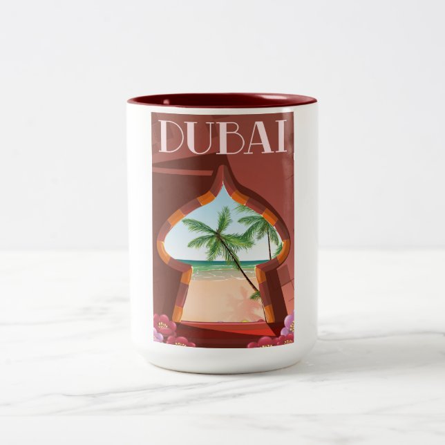Dubai Palace Travel poster Two-Tone Coffee Mug (Center)