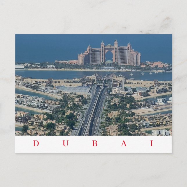 Dubai Palm Jumeirah view postcard (Front)