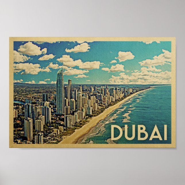 Dubai Poster Vintage Travel Art (Front)