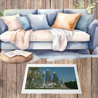 Dubai Scenery Skyscrapers blue Sky Palm Door Mat