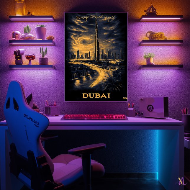 Dubai Skyline - Charcoal Monochrome Art - Urban Poster (Creator Uploaded)