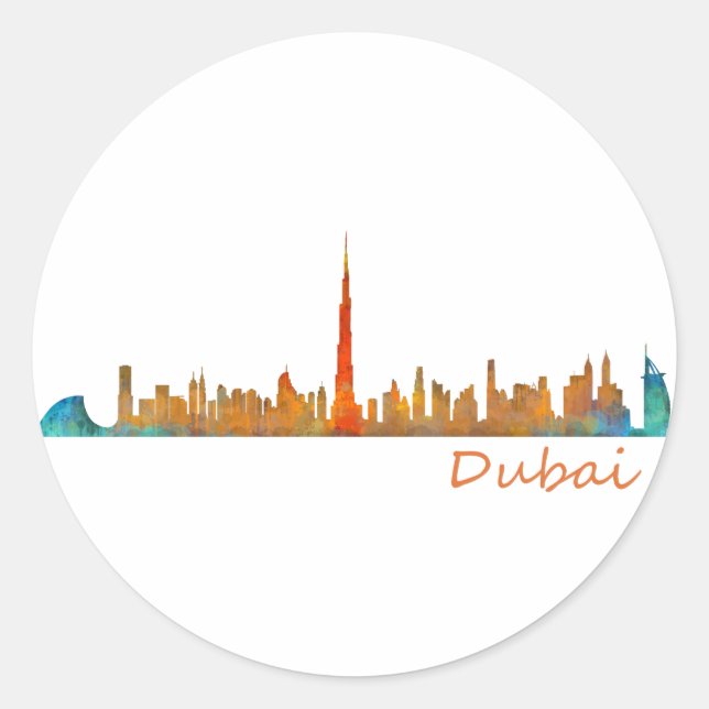 Dubai Skyline Cityscape v1 Classic Round Sticker (Front)