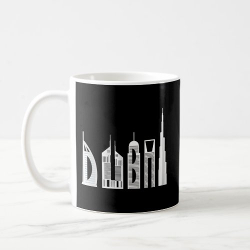 Dubai Skyline Famous Buildings Typography Coffee Mug
