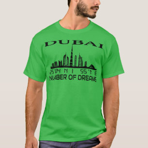 Dubai Skyline GPS Coordinates Capital Uae 3 T-Shirt