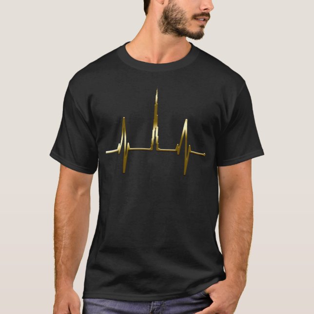 Dubai Skyline Heartbeat Burj Khalifa Arab Emirate T-Shirt (Front)