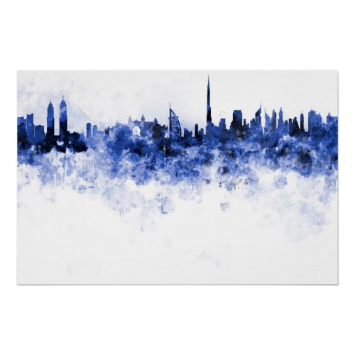 Dubai skyline in watercolor poster