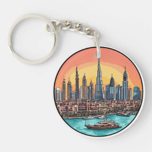 🌆 Dubai Skyline Skyscraper City Travel Gift 🔑 Keychain