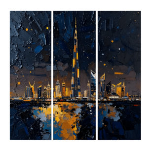 Dubai Skyline Triptych Wall Art