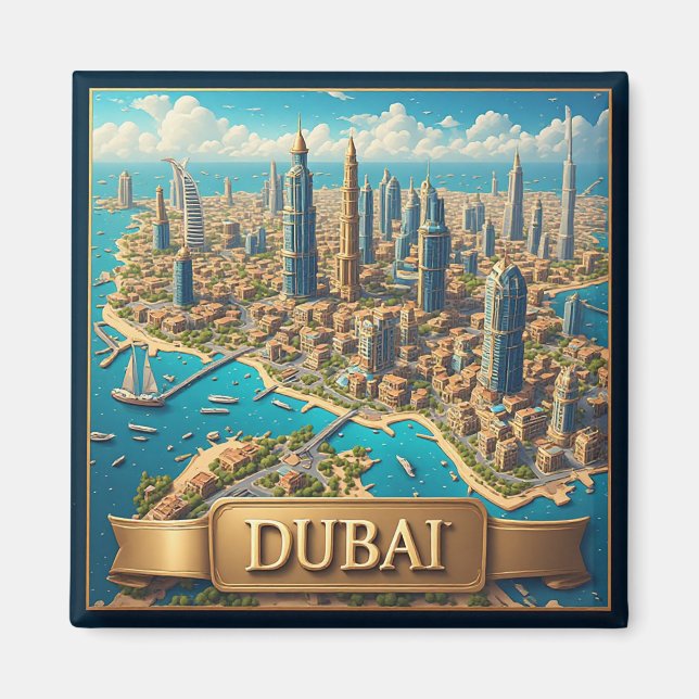 🧲 Dubai Skyline Vacation Keepsake Memory 🌇 Magnet (Front)