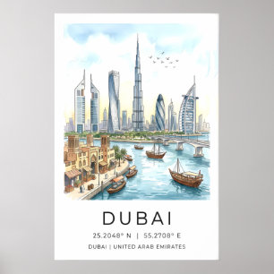 Dubai Skyline Wall Art Modern Cityscape - Fine