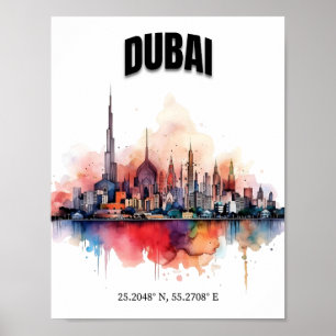 Dubai Skyline Wall Art, Modern Wall Art