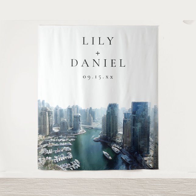 Dubai Skyline Wedding Photo Backdrop (Front)