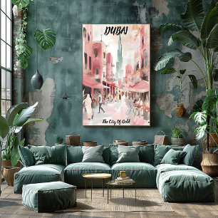 Dubai Travel – Illustrated City Scene Burj Khalifa Poster