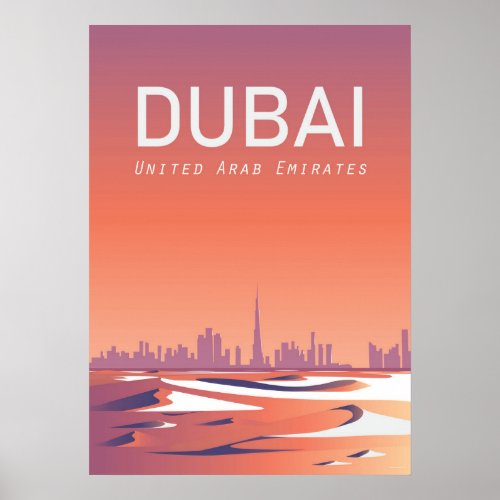 Dubai Travel Poster  United Arab Emirates