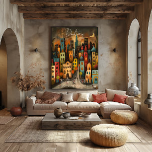 Dubai Travel – Whimsical Illustrated Skyline Poster
