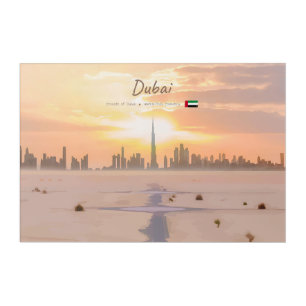 Dubai, UAE - Burj Khalifa Desert Skyline Acrylic Print