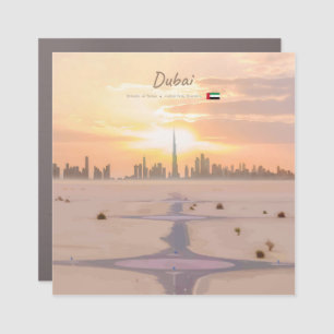 Dubai, UAE - Burj Khalifa Desert Skyline Car Magnet