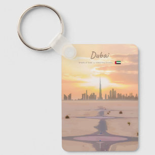 Dubai, UAE - Burj Khalifa Desert Skyline Classic Keychain