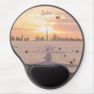 Dubai, UAE - Burj Khalifa Desert Skyline Gel Mouse Pad