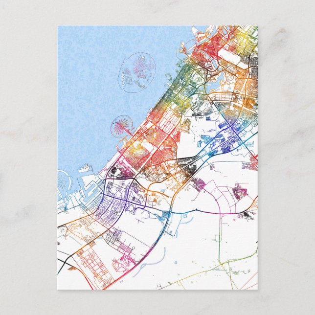 Dubai UAE City Map Postcard (Front)