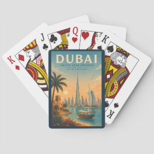 Dubai UAE Illustration Travel Art Vintage Poker Cards
