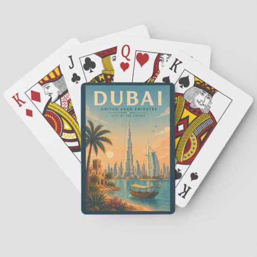 Dubai UAE Illustration Travel Art Vintage Poker Cards