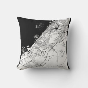 Dubai UAE Map Throw Pillow