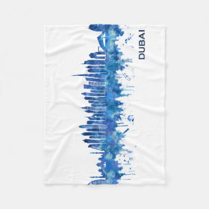 Dubai UAE Skyline Blue Fleece Blanket