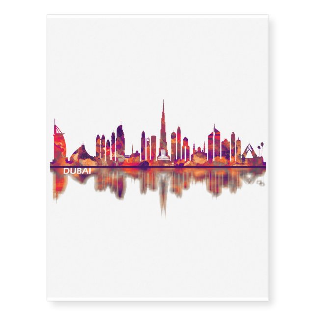 Dubai UAE Skyline Temporary Tattoos (Front)