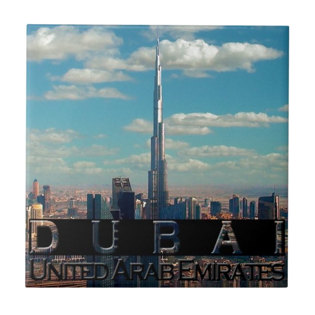 Dubai UAE Souvenir Ceramic Tile (Front)