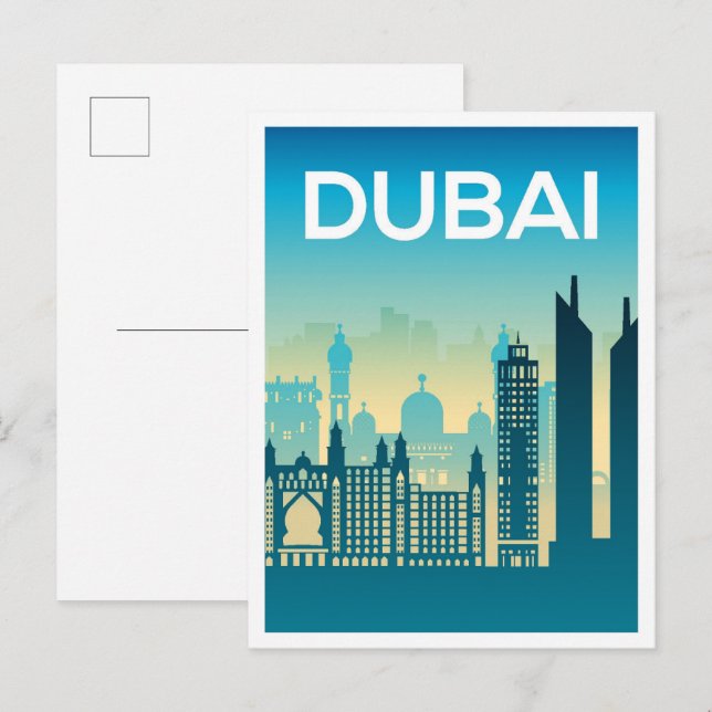 Dubai Uni Arab Emirates Art Travel Illustration Postcard (Front/Back)