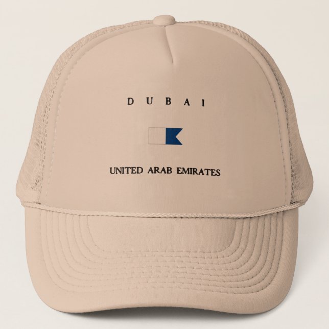Dubai United Arab Emirates Alpha Dive Flag Trucker Hat (Front)