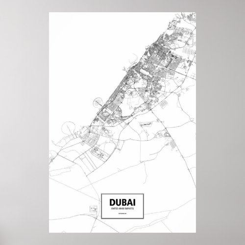 Dubai United Arab Emirates black on white Poster