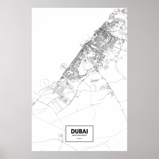 Dubai, United Arab Emirates (black on white) Poster (Front)