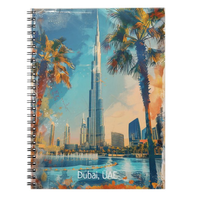 Dubai United Arab Emirates Burj Khalifa Artwork Notebook (Front)