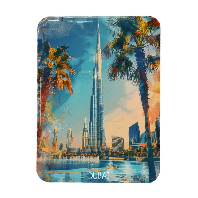 Dubai United Arab Emirates Burj Khalifa Cityscape Magnet (Vertical)