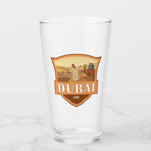 Dubai United Arab Emirates Desert Safari Retro Glass