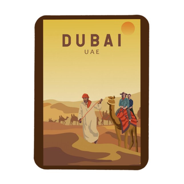 Dubai United Arab Emirates Desert Safari Retro Magnet (Vertical)