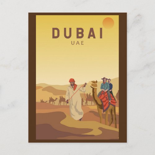 Dubai United Arab Emirates Desert Safari Retro Postcard